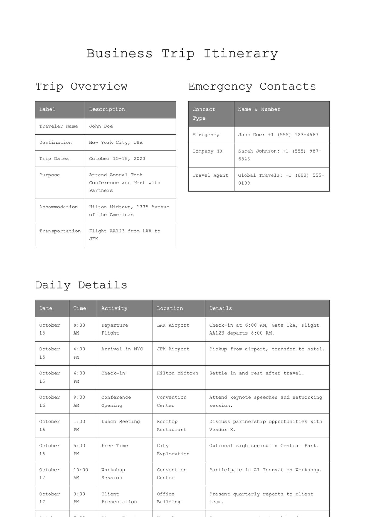 Business trip itinerary template with details and notes section_variant_1